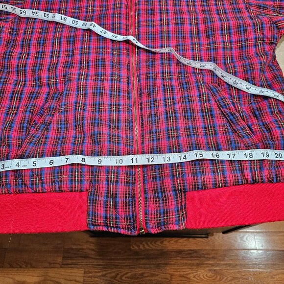 Vintage Women's Janeve Plaid Zip Up Bomber Jacket 100% Cotton Size Large - Picture 4 of 8